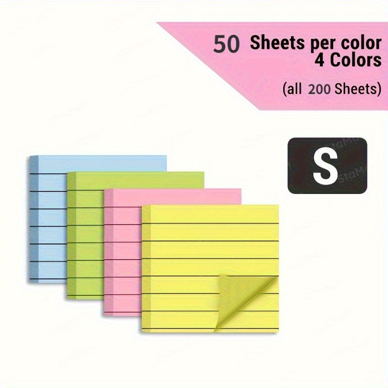 200-Sheet Sticky Notes Set In 4 Colors - Large & Small, Easy Post For Office, Home, School - Ideal For Marking, Writing & Memos Note Pads Sticky Note Pads