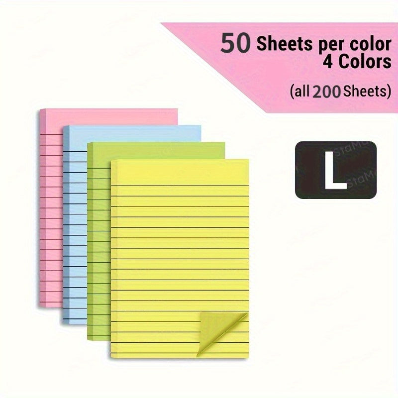 200-Sheet Sticky Notes Set In 4 Colors - Large & Small, Easy Post For Office, Home, School - Ideal For Marking, Writing & Memos Note Pads Sticky Note Pads