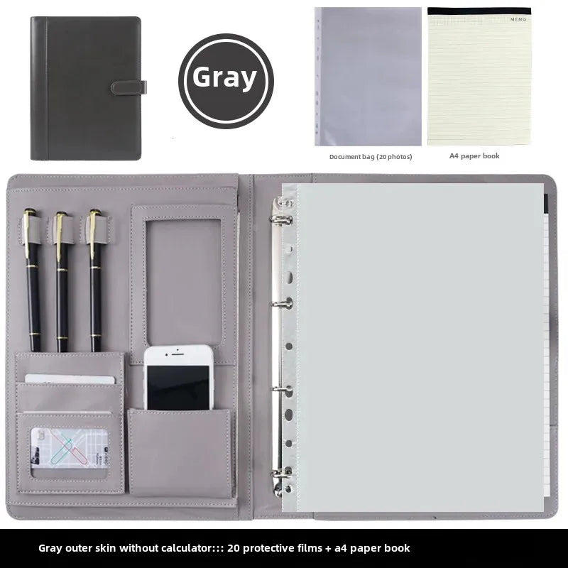 A4 Leather File Folder Custom Business Office Binder Sales Contracts Single Page Folder For Real Estate Transactions