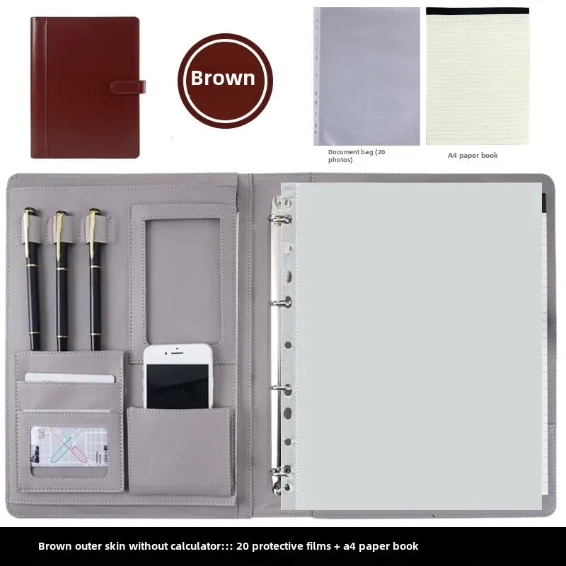 A4 Leather File Folder Custom Business Office Binder Sales Contracts Single Page Folder For Real Estate Transactions