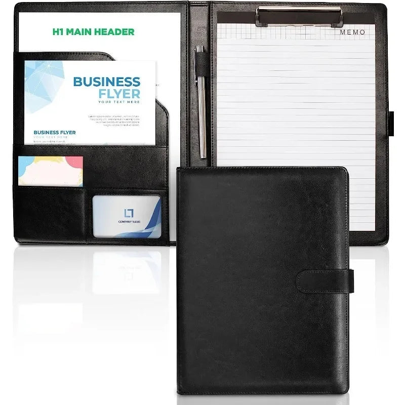 A4 Leather Clipboard Folder Padfolio Business Resume File Folder Padfolio Clipboard Interview Conference Document File Organizer