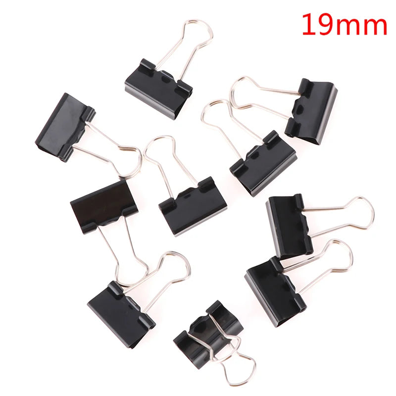 10Pcs/set Black Metal Binder Clips 19mm/ 25mm/ 32mm Notes Letter Paper Clip Office Stationery Supplies Binding Securing