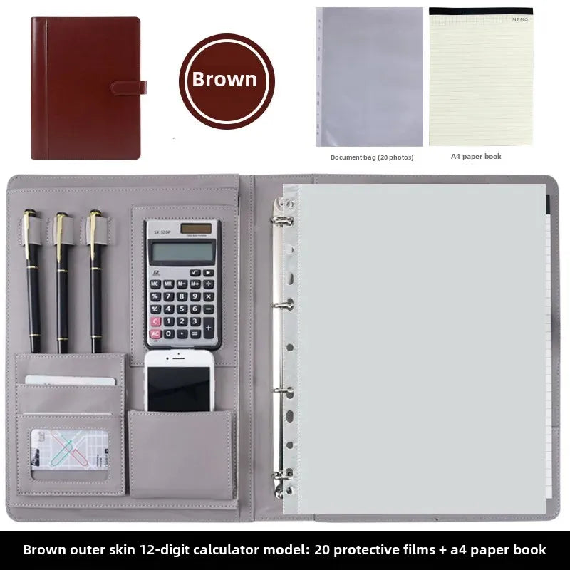 A4 Leather File Folder Custom Business Office Binder Sales Contracts Single Page Folder For Real Estate Transactions