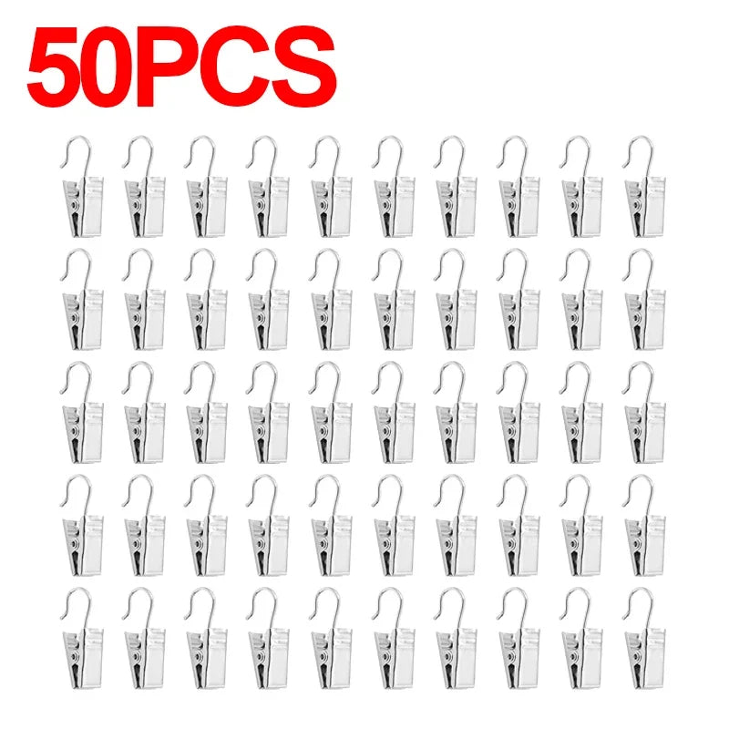 10/50Pcs Metal Mini Curtain Clips with Hook Multifunctional Shower Curtain Hook Home Photos Decoration Clips Window Accessories