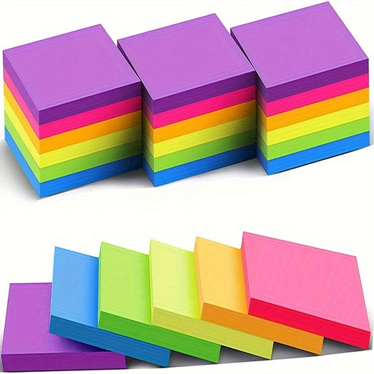 300pcs Vibrant Fluorescent Sticky Notes - Assorted Colors For Students & Office Use Cute Sticky Note Pads Colored Notebook Paper