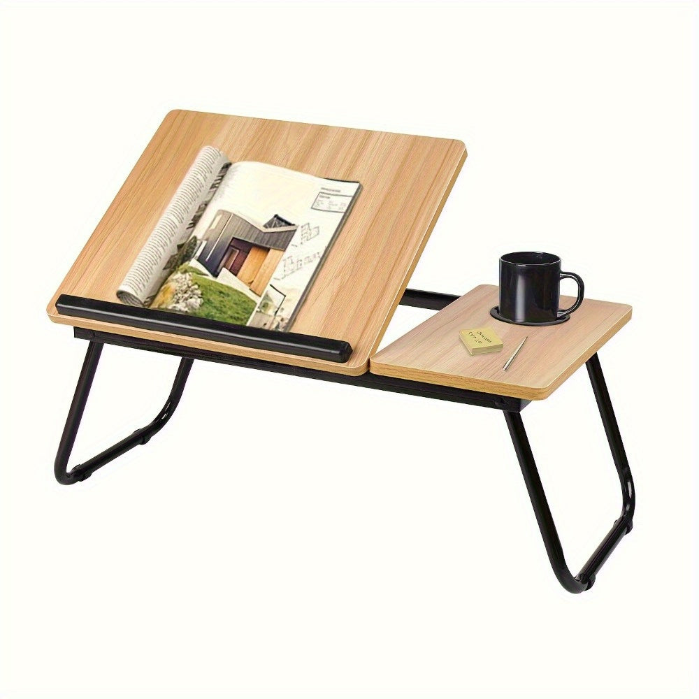 5-Level Adjustable Folding Table Laptop Stand with Cup Holder and Slot Design