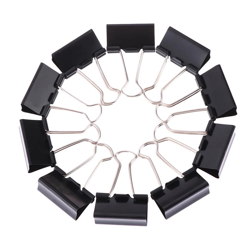 10Pcs/set Black Metal Binder Clips 19mm/ 25mm/ 32mm Notes Letter Paper Clip Office Stationery Supplies Binding Securing