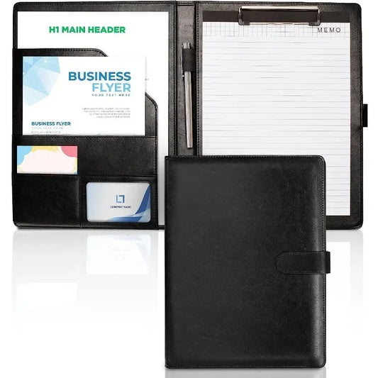 A4 Leather Clipboard Folder Padfolio Business Resume File Folder Padfolio Clipboard Interview Conference Document File Organizer