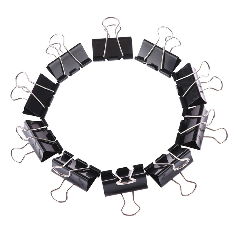 10Pcs/set Black Metal Binder Clips 19mm/ 25mm/ 32mm Notes Letter Paper Clip Office Stationery Supplies Binding Securing
